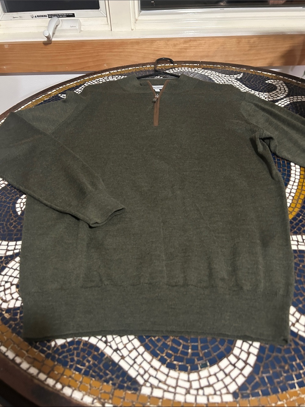 Peter Millar suede trim quarter zip sweater